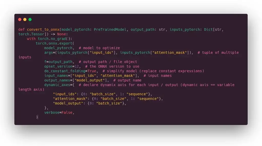 Pytorch to ONNX conversion code